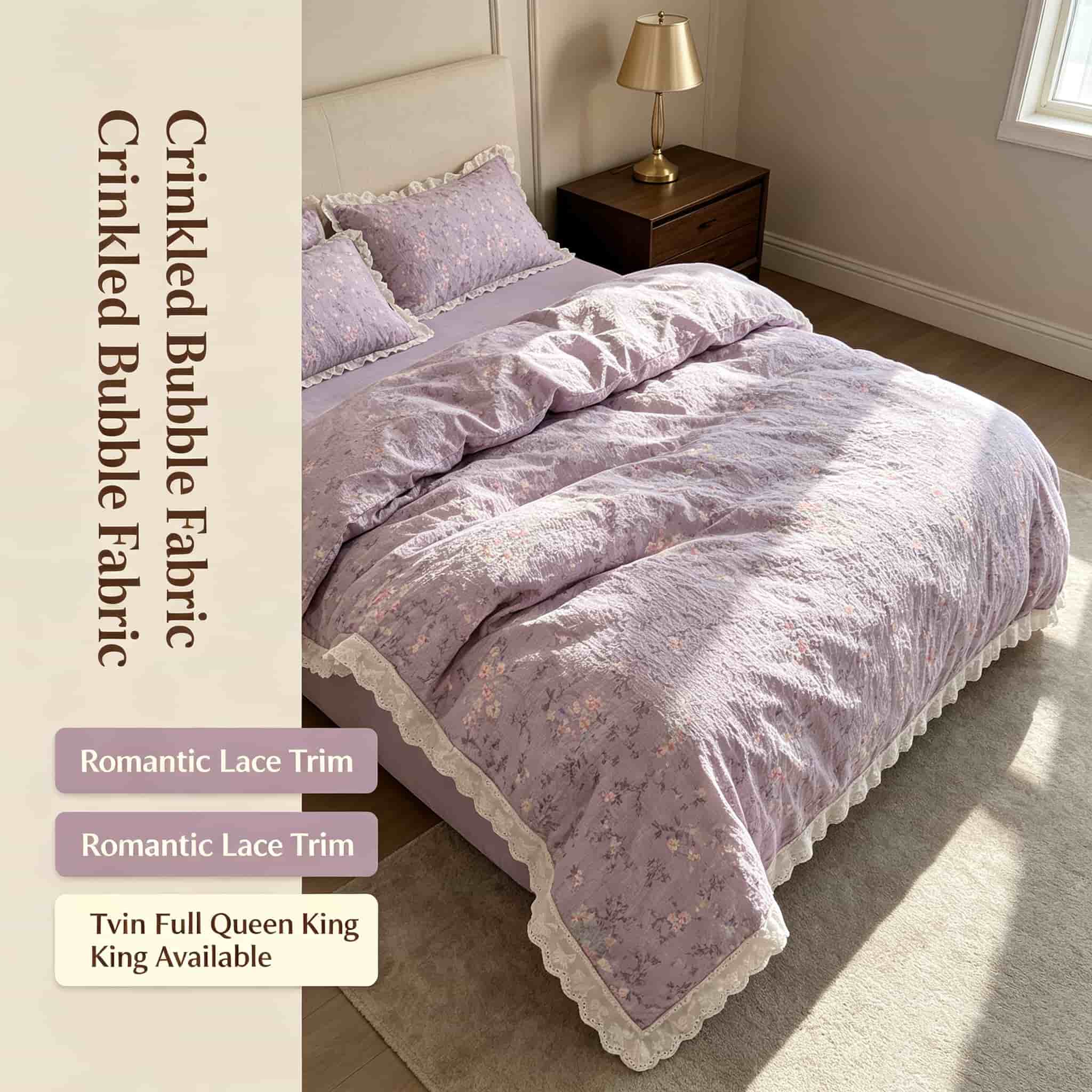 Aesthetic Floral Duvet Cover - أطقم أغطية سرير مزينة بالدانتيل والورود،