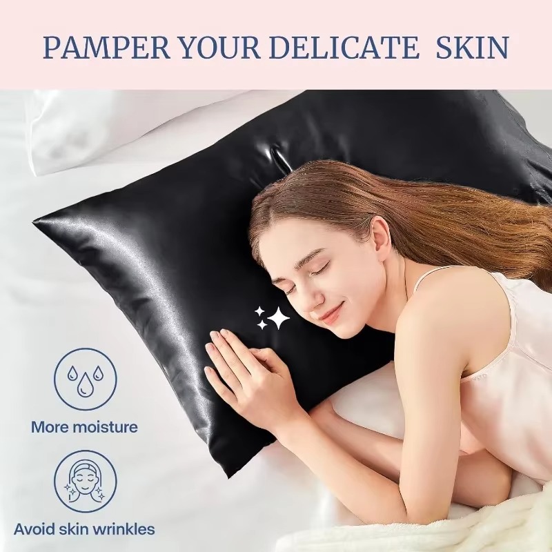 Satin Silk Pillowcase Hair Skin - مع هدية للنساء والرجال، غطاء وسادة