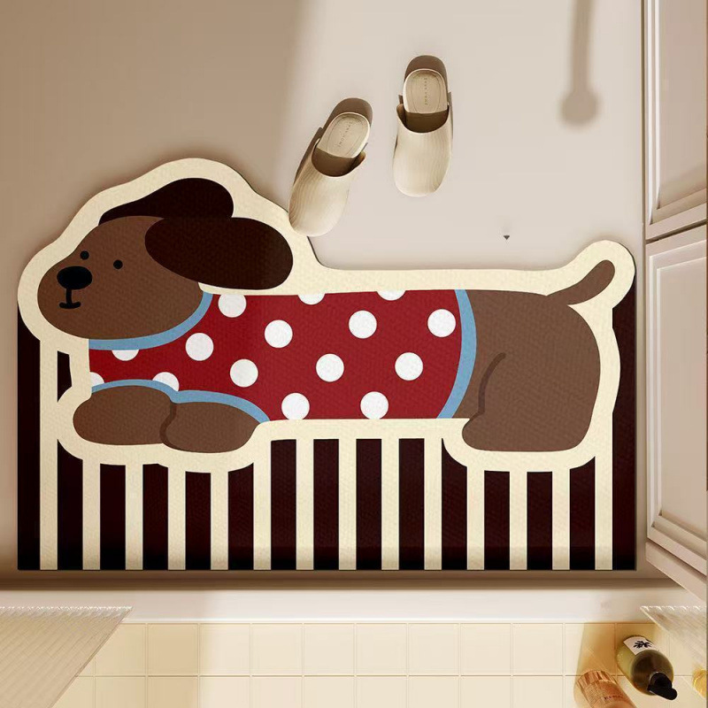Quick Dry Diatomite Bath Mat - سجادة حمام لطيفة على شكل كلب
