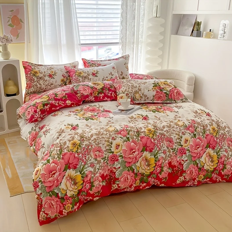 Duvet Cover Sets With Zipper - طقم غطاء لحاف زهري مع سحاب