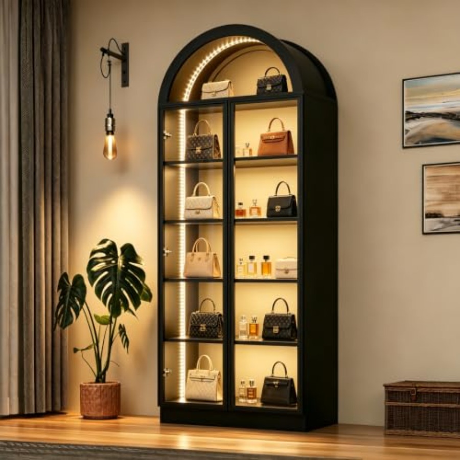 خزانة عرض مقوسة لغرفة المعيشة  - مراجعة Lighting وسعره